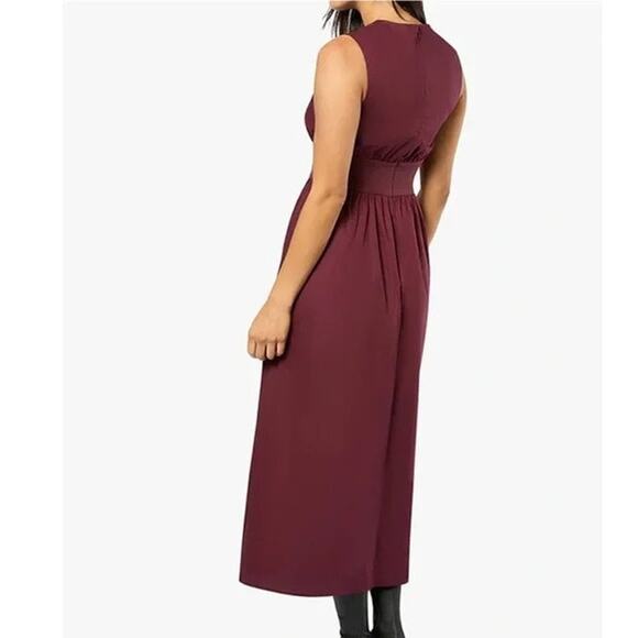 NWT WeWoreWhat Sleeveless Keyhole Pleated Banded Waist Midi Dress L Eggplant - Picture 5 of 15